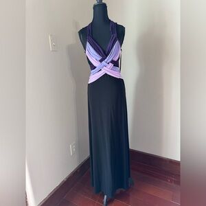 Jodi Kristopher Purple and Black Maxi Dress